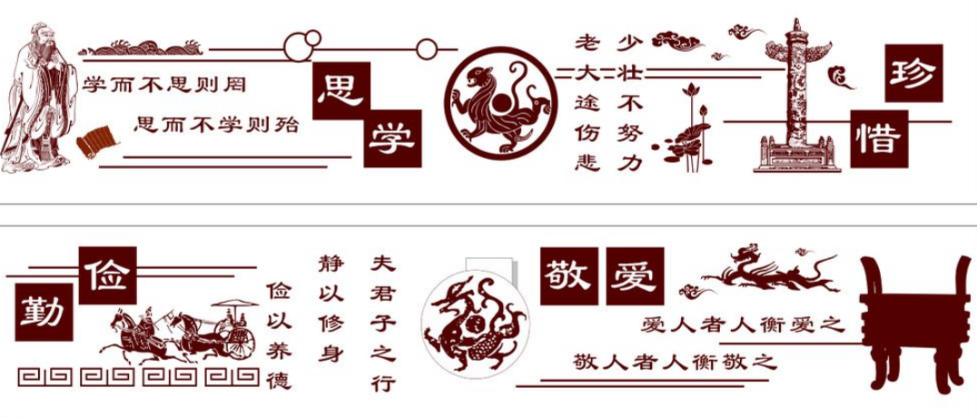 傳統(tǒng)國學(xué)校園文化墻展板圖片