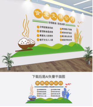 學校食堂餐廳標語文化墻效果圖
