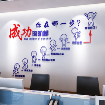 3d立體水晶字墻貼辦公室標語企業(yè)文化墻書法貼紙亞克力