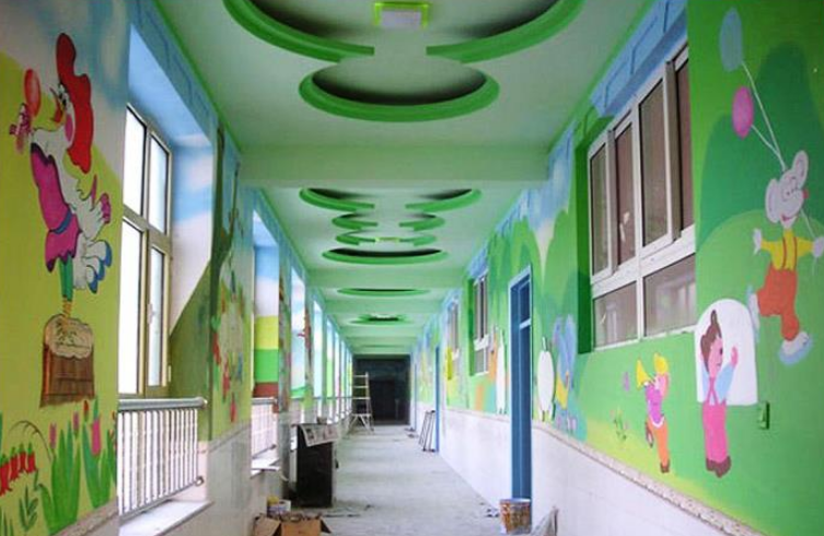 國學幼兒園教室墻面壁畫彩繪圖片文化墻圖片