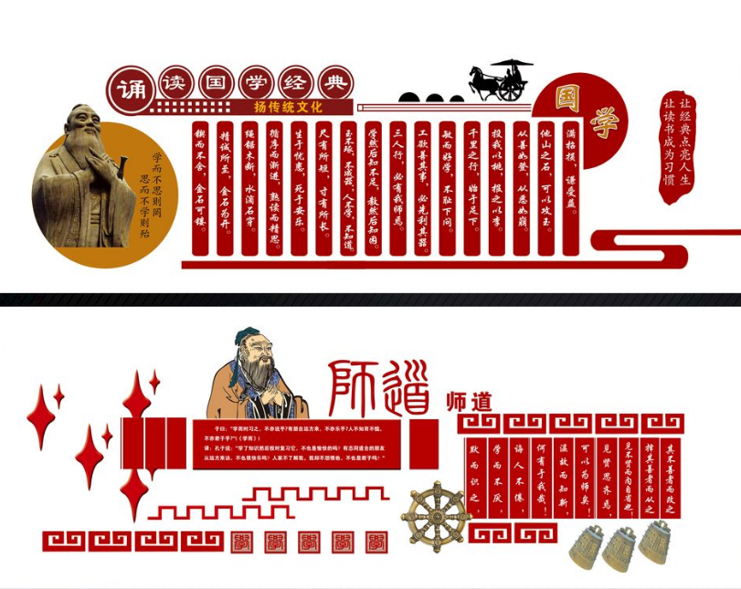 國學文化墻學校文化墻 故事文化圖片