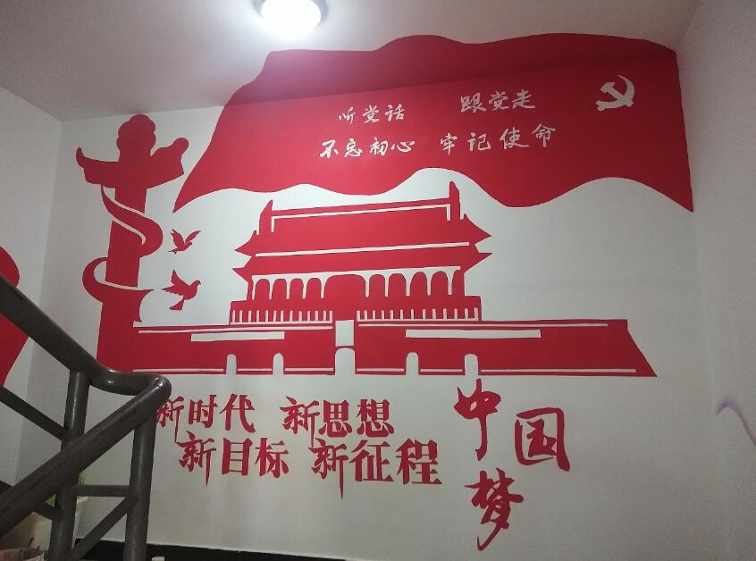 社區黨建文化墻彩繪效果圖