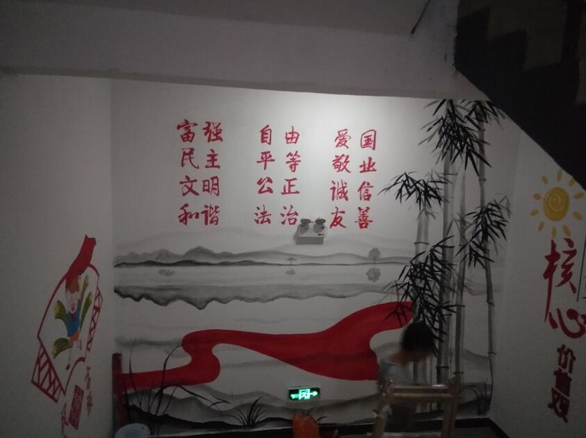 社區黨建文化墻彩繪效果圖