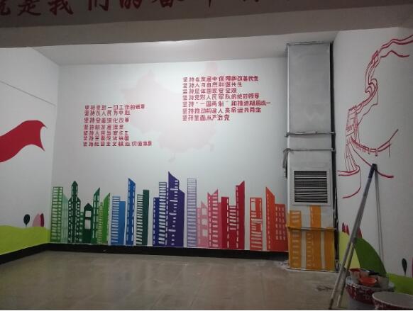 社區黨建文化墻彩繪效果圖