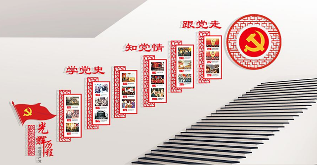 社區(qū)黨的光輝歷程樓梯文化墻圖片