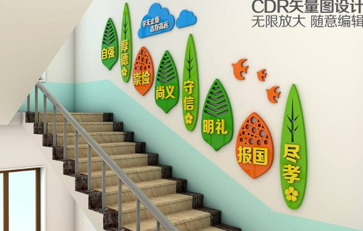 校園樓梯文化墻設計圖