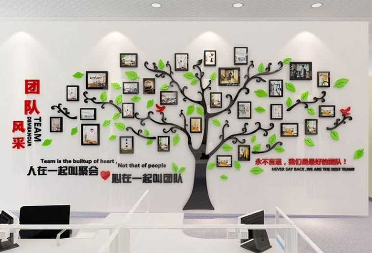 員工照片墻3d立體墻貼亞克力辦公室企業文化墻