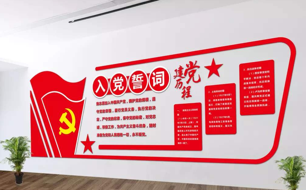 紅色社區大氣學習貫徹十九大精神展板黨建文化墻