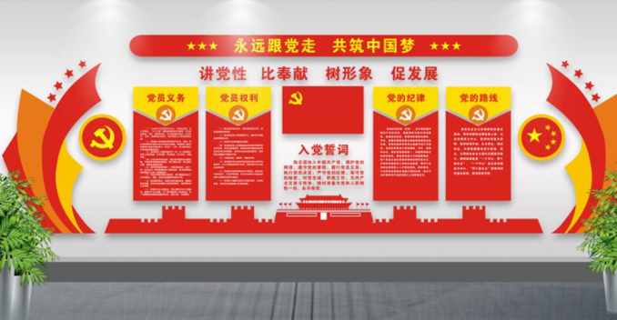 大氣紅色微立體社區黨員學習園地黨建文化墻