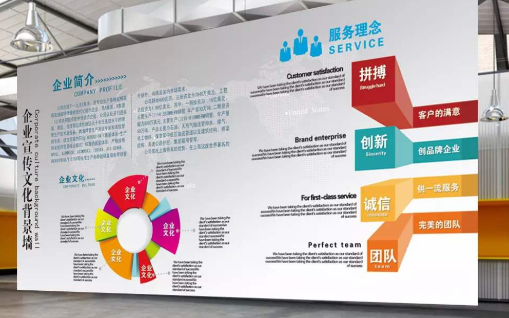 時尚簡約企業文化墻設計
