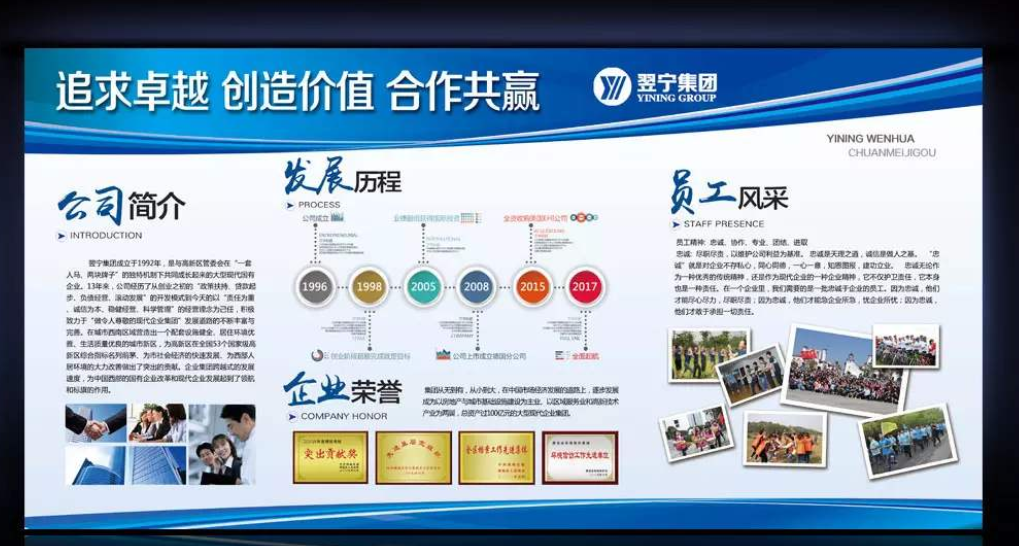 企業文化墻公司簡介展板形象墻psd模板