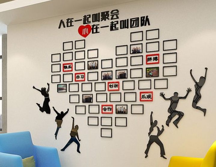 大型3d立體企業樓梯文化墻cdr矢量圖員工風采展示墻