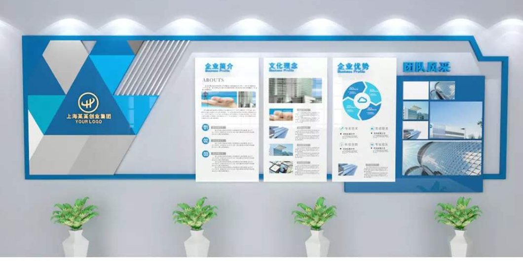 企業文化墻創意設計公司走廊布置3d效果圖圖片