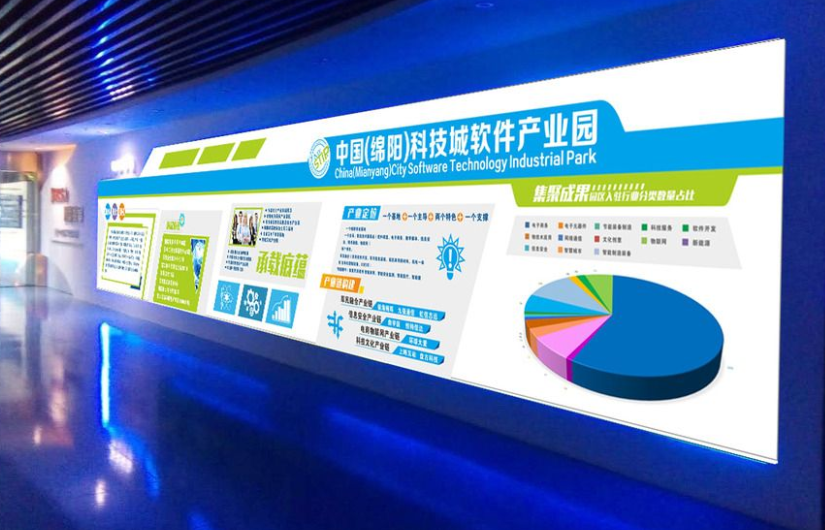 藍色企業(yè)文化墻展板設(shè)計
