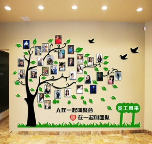 員工風采照片墻立體亞克力大樹企業文化公司團隊辦公室