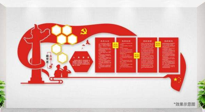 新紅色社區黨建文化墻黨員之家活動室效果圖