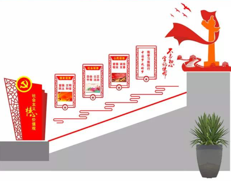 簡潔社會主義核心價值觀立體黨建樓梯文化