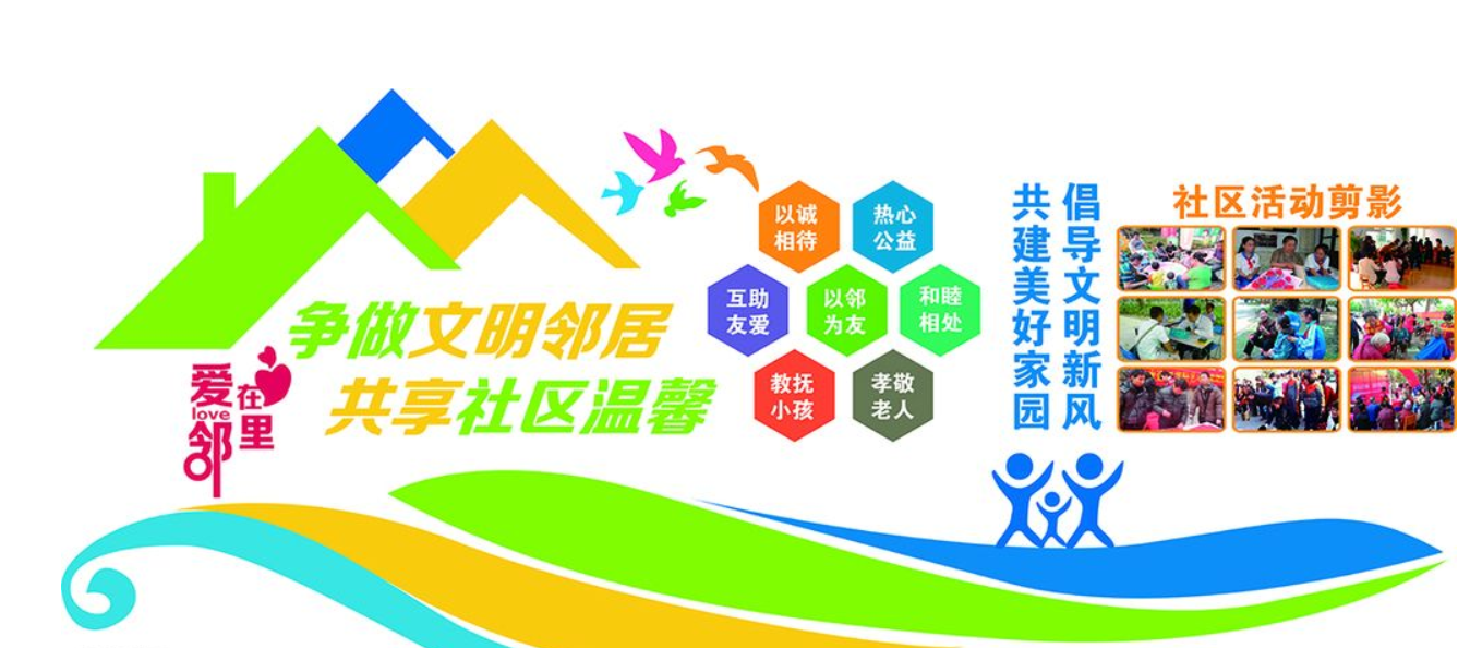溫馨社區文化形象墻社區活動照片墻