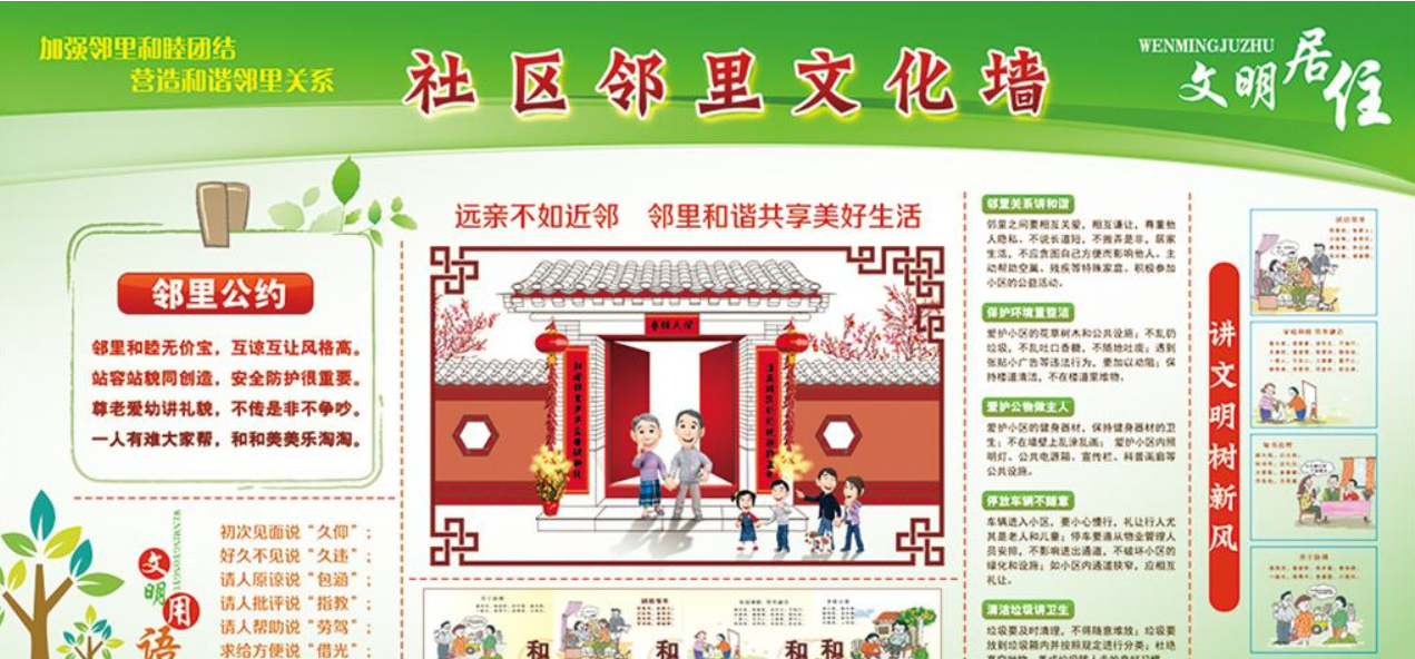 鄰里文化社區文化墻圖片