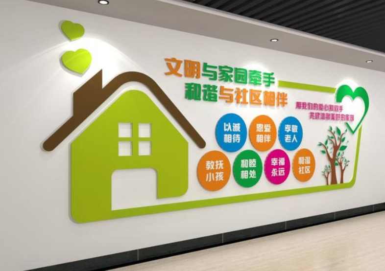 大氣和諧鄰里社區文化墻模板