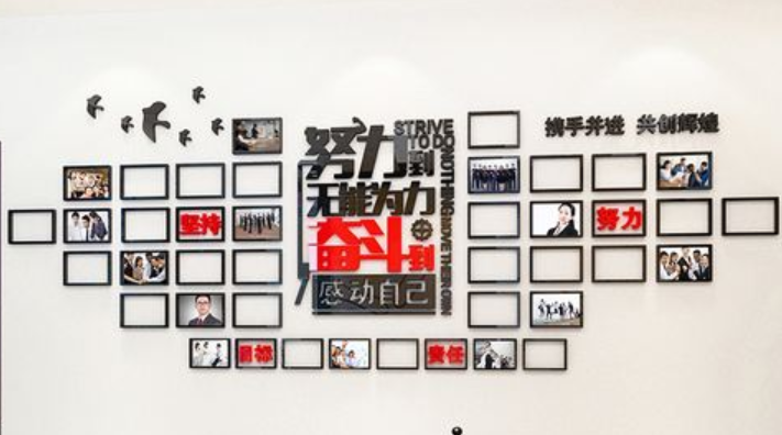 奮斗公司勵志墻貼企業文化墻布置辦公室員工風采照片墻