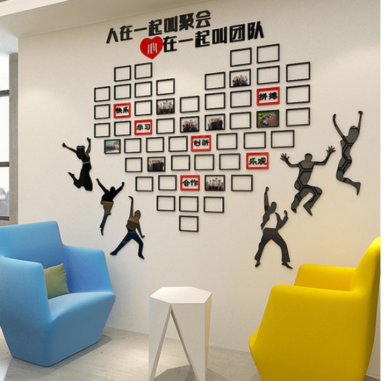 員工團隊風采亞克力墻貼3d立體公司企業(yè)文化墻