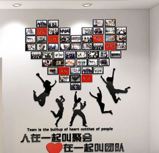 奮斗公司勵志墻貼企業文化墻布置辦公室員工風采照片墻