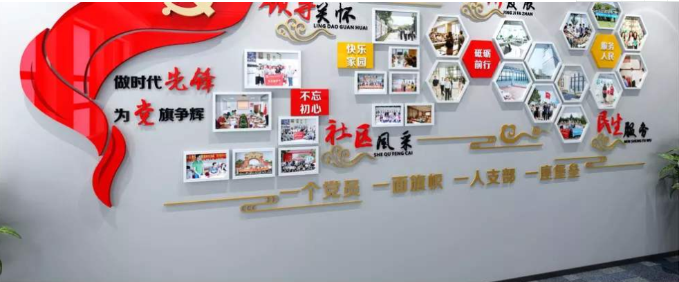 3d黨支部黨員風(fēng)采黨建文化墻紅旗照片墻
