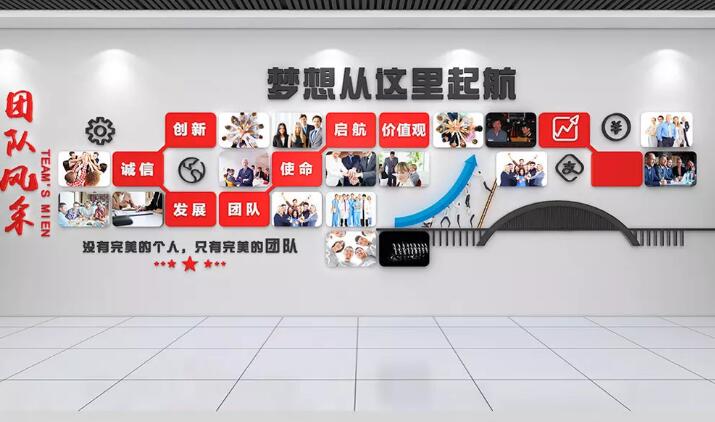 創(chuàng)意簡約企業(yè)文化墻制作效果圖