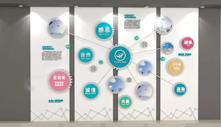 創(chuàng)意簡約企業(yè)文化墻制作效果圖