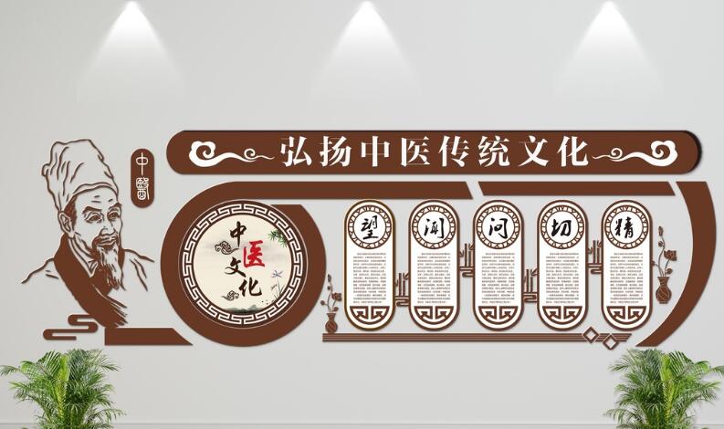 中國風微立體望聞問切中醫文化墻制作效果圖