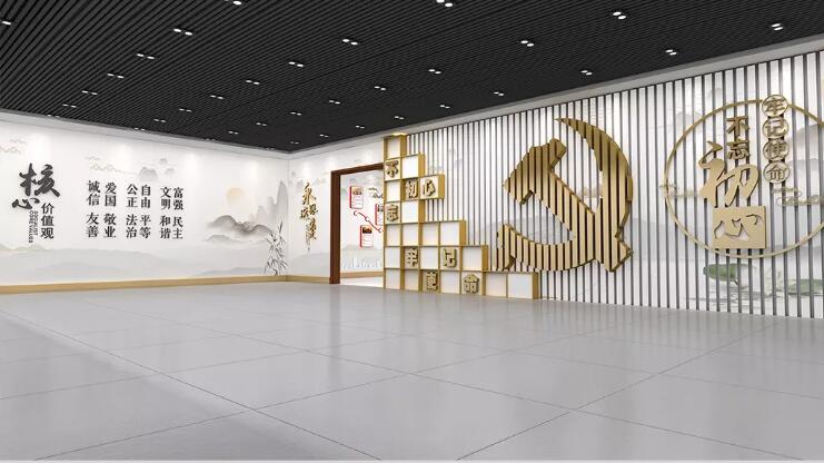 中國風(fēng)木紋黨建文化墻制作效果圖