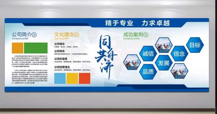 藍色科技企業文化墻公司形象墻企業展板設計圖片
