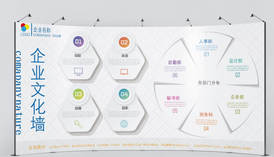 時尚扁平化簡潔企業文化墻展板