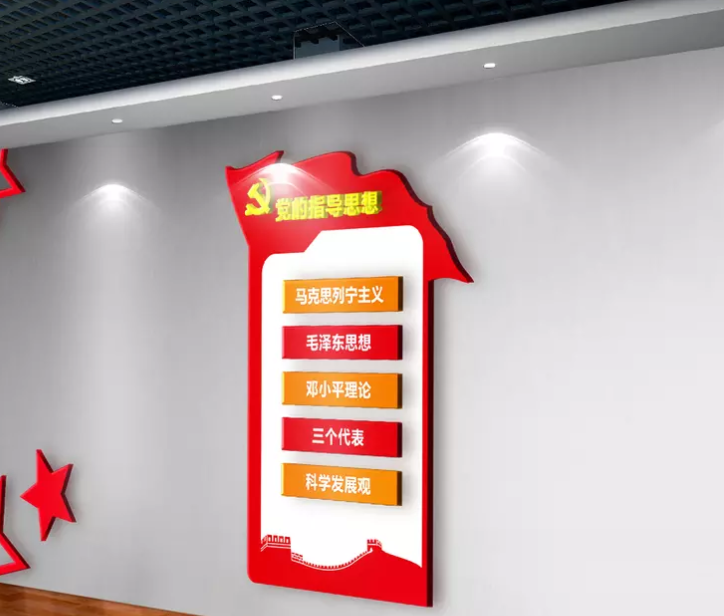 紅色黨員之家黨建文化墻活動室3d布置圖設計圖片