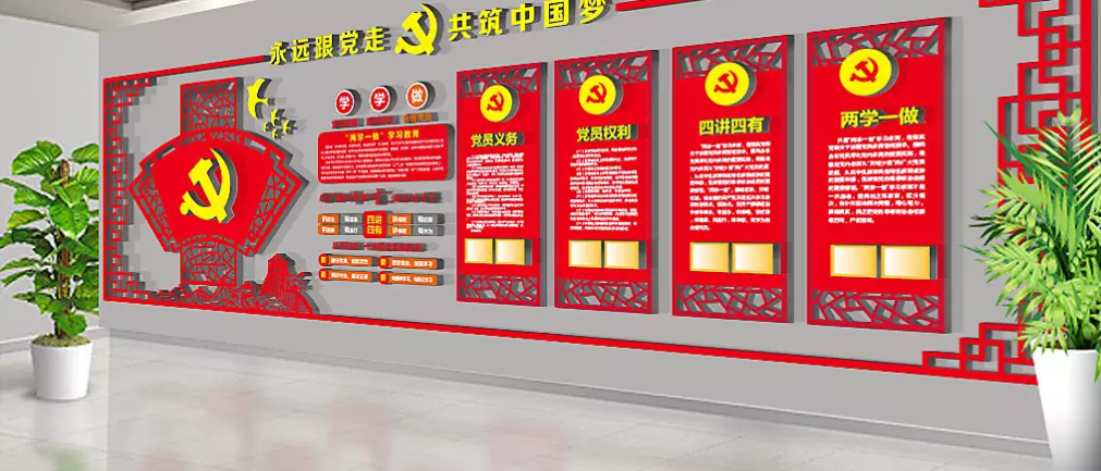 黨的光輝歷程社區黨員之家活動室黨建文化墻